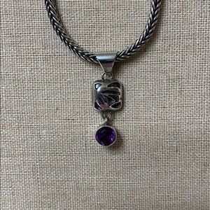 Lori Bonn- rope necklace with purple gemstone